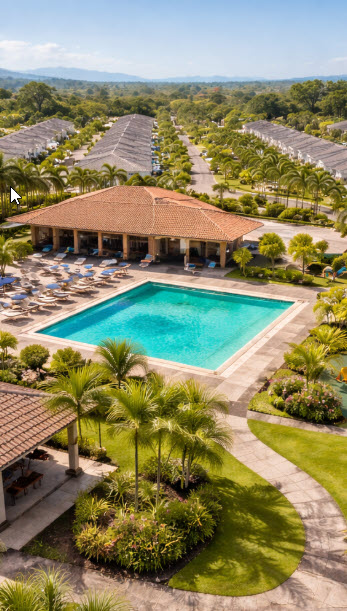 Condominio de casas en Costa Rica con áreas verdes y calles internas administrado profesionalmente